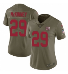 Women's New York Giants #29 Xavier McKinney Olive Stitched Limited 2017 Salute To Service Jersey