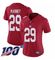 Women's New York Giants #29 Xavier McKinney Red Alternate Stitched 100th Season Vapor Untouchable Limited Jersey