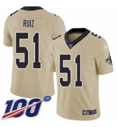 Men's New Orleans Saints #51 Cesar Ruiz Gold Stitched NFL Limited Inverted Legend 100th Season Jersey