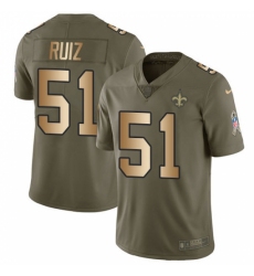 Men's New Orleans Saints #51 Cesar Ruiz Olive Gold Stitched NFL Limited 2017 Salute To Service Jersey