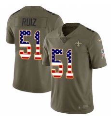 Men's New Orleans Saints #51 Cesar Ruiz Olive USA Flag Stitched NFL Limited 2017 Salute To Service Jersey