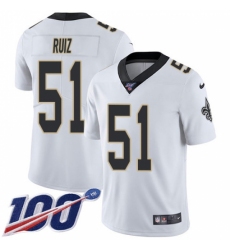 Men's New Orleans Saints #51 Cesar Ruiz White Stitched NFL 100th Season Vapor Untouchable Limited Jersey