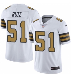 Men's New Orleans Saints #51 Cesar Ruiz White Stitched NFL Limited Rush Jersey