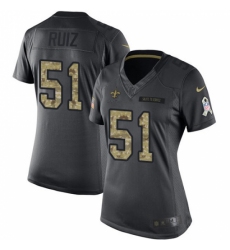 Women's New Orleans Saints #51 Cesar Ruiz Black Stitched NFL Limited 2016 Salute to Service Jersey