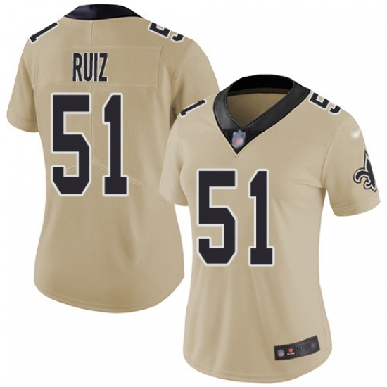 Women's New Orleans Saints #51 Cesar Ruiz Gold Stitched NFL Limited Inverted Legend Jersey Women's New Orleans Saints #51 Cesar Ruiz Gold Stitched NFL Limited Inverted Legend Jersey
