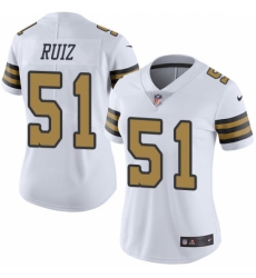 Women's New Orleans Saints #51 Cesar Ruiz White Stitched NFL Limited Rush Jersey