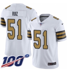 Youth New Orleans Saints #51 Cesar Ruiz White Stitched NFL Limited Rush 100th Season Jersey