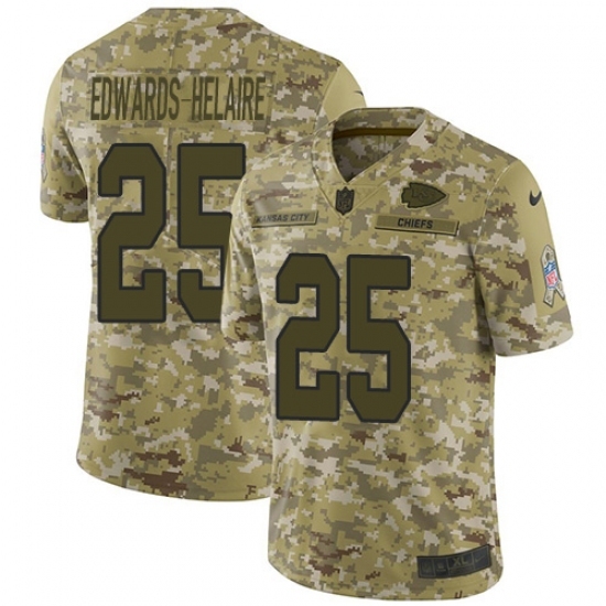 Men's Kansas City Chiefs #25 Clyde Edwards-Helaire Camo Stitched Limited 2018 Salute To Service Jersey Men's Kansas City Chiefs #25 Clyde Edwards-Helaire Camo Stitched Limited 2018 Salute To Service Jersey