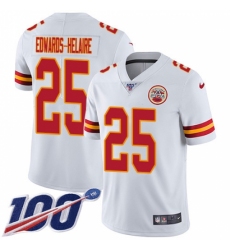 Men's Kansas City Chiefs #25 Clyde Edwards-Helaire White Stitched 100th Season Vapor Untouchable Limited Jersey