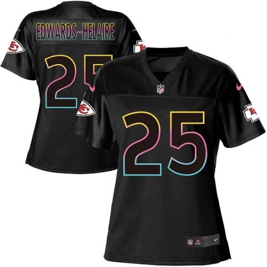 Women's Kansas City Chiefs #25 Clyde Edwards-Helaire Black Fashion Game Jersey Women's Kansas City Chiefs #25 Clyde Edwards-Helaire Black Fashion Game Jersey