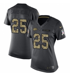 Women's Kansas City Chiefs #25 Clyde Edwards-Helaire Black Stitched Limited 2016 Salute to Service Jersey