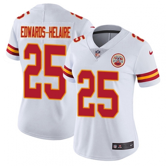 Women's Kansas City Chiefs #25 Clyde Edwards-Helaire White Stitched Vapor Untouchable Limited Jersey Women's Kansas City Chiefs #25 Clyde Edwards-Helaire White Stitched Vapor Untouchable Limited Jersey
