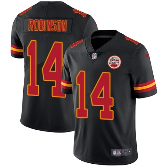 Men's Nike Kansas City Chiefs #14 Demarcus Robinson Limited Black Rush Vapor Untouchable NFL Jersey Men's Nike Kansas City Chiefs #14 Demarcus Robinson Limited Black Rush Vapor Untouchable NFL Jersey