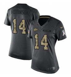Women's Nike Kansas City Chiefs #14 Demarcus Robinson Limited Black 2016 Salute to Service NFL Jersey Women's Nike Kansas City Chiefs #14 Demarcus Robinson Limited Black 2016 Salute to Service NFL Jersey
