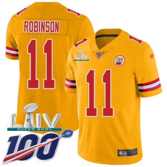 Youth Kansas City Chiefs #11 Demarcus Robinson Gold Super Bowl LIV 2020 Stitched Limited Inverted Legend 100th Season Jersey Youth Kansas City Chiefs #11 Demarcus Robinson Gold Super Bowl LIV 2020 Stitched Limited Inverted Legend 100th Season Jersey