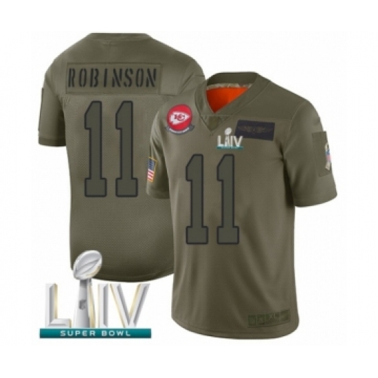Youth Kansas City Chiefs #11 Demarcus Robinson Limited Olive 2019 Salute to Service Super Bowl LIV Bound Football Jersey Youth Kansas City Chiefs #11 Demarcus Robinson Limited Olive 2019 Salute to Service Super Bowl LIV Bound Football Jersey