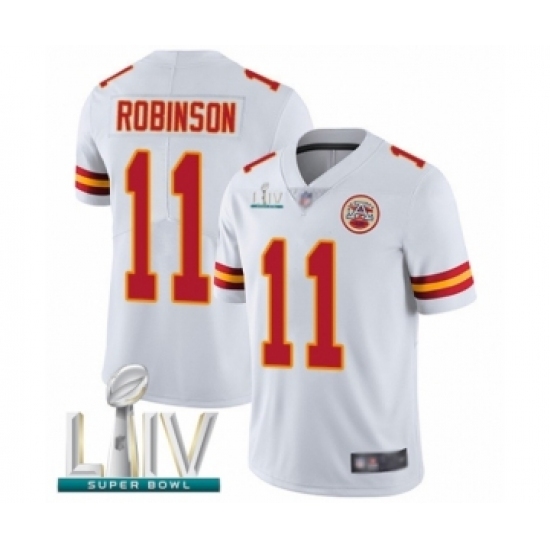 Youth Kansas City Chiefs #11 Demarcus Robinson White Vapor Untouchable Limited Player Super Bowl LIV Bound Football Jersey Youth Kansas City Chiefs #11 Demarcus Robinson White Vapor Untouchable Limited Player Super Bowl LIV Bound Football Jersey