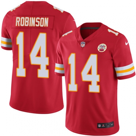 Youth Nike Kansas City Chiefs #14 Demarcus Robinson Red Team Color Vapor Untouchable Limited Player NFL Jersey Youth Nike Kansas City Chiefs #14 Demarcus Robinson Red Team Color Vapor Untouchable Limited Player NFL Jersey