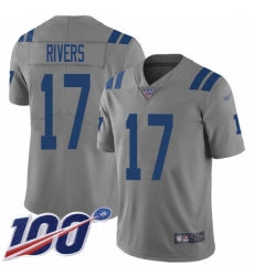 Men's Nike Indianapolis Colts #17 Philip Rivers Gray Stitched NFL Limited Inverted Legend 100th Season Jersey
