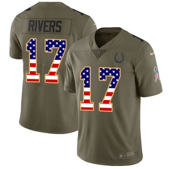 Men's Nike Indianapolis Colts #17 Philip Rivers Olive USA Flag Stitched NFL Limited 2017 Salute To Service Jersey Men's Nike Indianapolis Colts #17 Philip Rivers Olive USA Flag Stitched NFL Limited 2017 Salute To Service Jersey