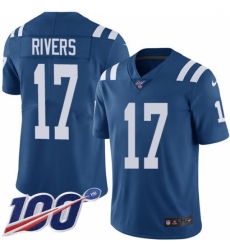 Men's Nike Indianapolis Colts #17 Philip Rivers Royal Blue Stitched NFL Limited Rush 100th Season Jersey