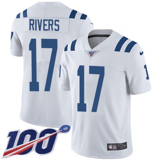 Men's Nike Indianapolis Colts #17 Philip Rivers White Stitched NFL 100th Season Vapor Untouchable Limited Jersey Men's Nike Indianapolis Colts #17 Philip Rivers White Stitched NFL 100th Season Vapor Untouchable Limited Jersey