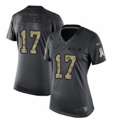 Women's Nike Indianapolis Colts #17 Philip Rivers Black Stitched NFL Limited 2016 Salute to Service Jersey