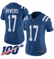 Women's Nike Indianapolis Colts #17 Philip Rivers Royal Blue Team Color Stitched NFL 100th Season Vapor Untouchable Limited Jersey Women's Nike Indianapolis Colts #17 Philip Rivers Royal Blue Team Color Stitched NFL 100th Season Vapor Untouchable Limited Jersey