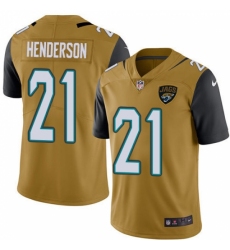 Men's Jacksonville Jaguars #21 C.J. Henderson Gold Stitched Limited Rush Jersey