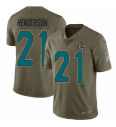 Men's Jacksonville Jaguars #21 C.J. Henderson Olive Stitched Limited 2017 Salute To Service Jersey