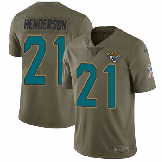 Men's Jacksonville Jaguars #21 C.J. Henderson Olive Stitched Limited 2017 Salute To Service Jersey Men's Jacksonville Jaguars #21 C.J. Henderson Olive Stitched Limited 2017 Salute To Service Jersey