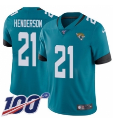 Men's Jacksonville Jaguars #21 C.J. Henderson Teal Green Alternate Stitched 100th Season Vapor Untouchable Limited Jersey
