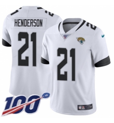 Men's Jacksonville Jaguars #21 C.J. Henderson White Stitched 100th Season Vapor Untouchable Limited Jersey