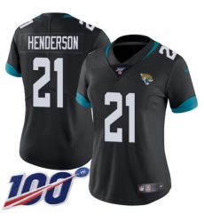 Women's Jacksonville Jaguars #21 C.J. Henderson Black Team Color Stitched 100th Season Vapor Untouchable Limited Jersey