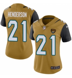 Women's Jacksonville Jaguars #21 C.J. Henderson Gold Stitched Limited Rush Jersey