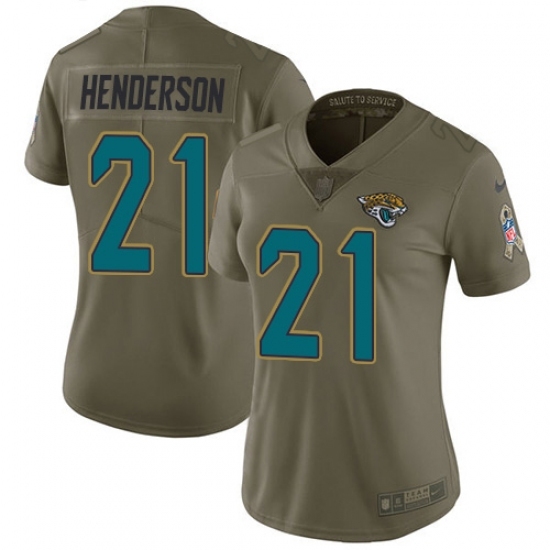 Women's Jacksonville Jaguars #21 C.J. Henderson Olive Stitched Limited 2017 Salute To Service Jersey Women's Jacksonville Jaguars #21 C.J. Henderson Olive Stitched Limited 2017 Salute To Service Jersey