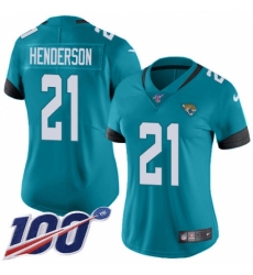 Women's Jacksonville Jaguars #21 C.J. Henderson Teal Green Alternate Stitched 100th Season Vapor Untouchable Limited Jersey