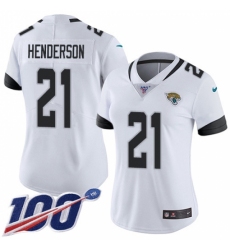 Women's Jacksonville Jaguars #21 C.J. Henderson White Stitched 100th Season Vapor Untouchable Limited Jersey
