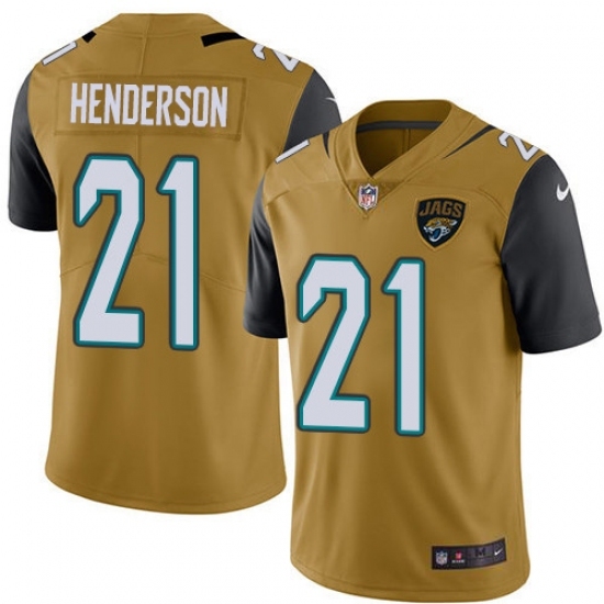 Youth Jacksonville Jaguars #21 C.J. Henderson Gold Stitched Limited Rush Jersey Youth Jacksonville Jaguars #21 C.J. Henderson Gold Stitched Limited Rush Jersey