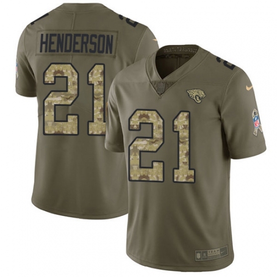 Youth Jacksonville Jaguars #21 C.J. Henderson Olive Camo Stitched Limited 2017 Salute To Service Jersey Youth Jacksonville Jaguars #21 C.J. Henderson Olive Camo Stitched Limited 2017 Salute To Service Jersey