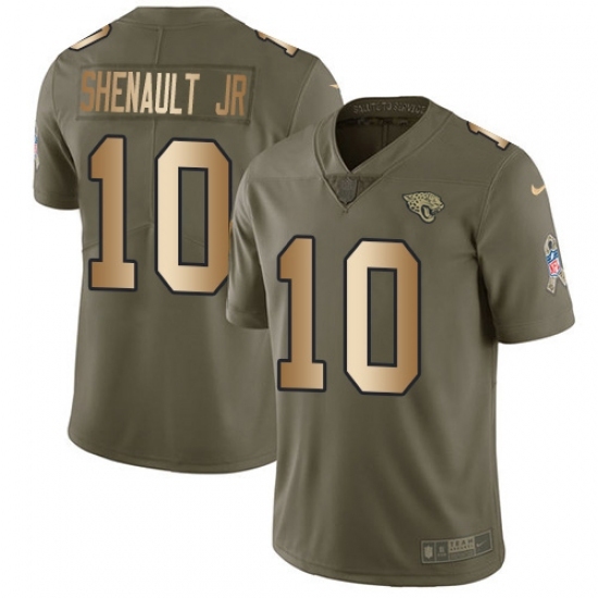 Men's Jacksonville Jaguars #10 Laviska Shenault Jr. Olive Gold Stitched Limited 2017 Salute To Service Jersey Men's Jacksonville Jaguars #10 Laviska Shenault Jr. Olive Gold Stitched Limited 2017 Salute To Service Jersey