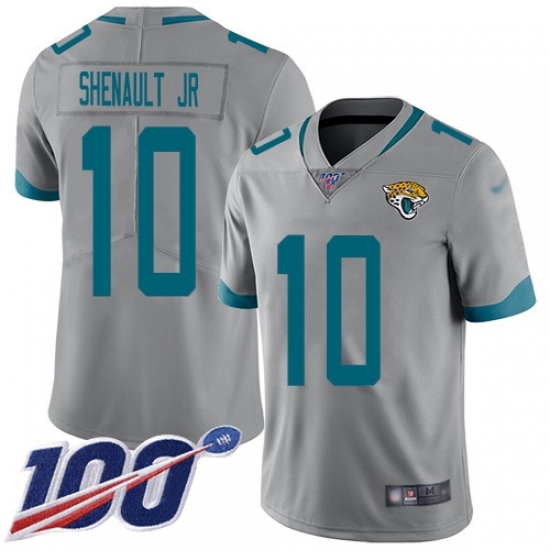 Men's Jacksonville Jaguars #10 Laviska Shenault Jr. Silver Stitched Limited Inverted Legend 100th Season Jersey Men's Jacksonville Jaguars #10 Laviska Shenault Jr. Silver Stitched Limited Inverted Legend 100th Season Jersey