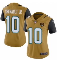 Women's Jacksonville Jaguars #10 Laviska Shenault Jr. Gold Stitched Limited Rush Jersey