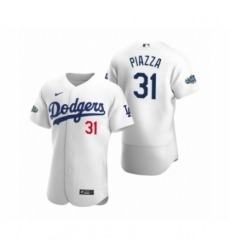 Men's Los Angeles Dodgers #31 Mike Piazza 2020 Home Patch White Authentic Jersey