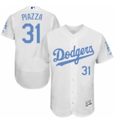 Men's Majestic Los Angeles Dodgers #31 Mike Piazza Authentic White 2016 Father's Day Fashion Flex Base MLB Jersey