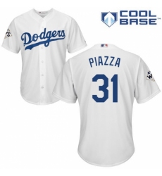 Men's Majestic Los Angeles Dodgers #31 Mike Piazza Replica White Home 2017 World Series Bound Cool Base MLB Jersey