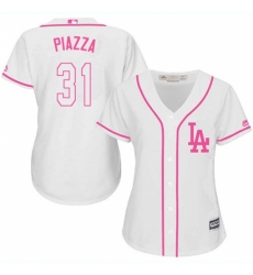 Women's Majestic Los Angeles Dodgers #31 Mike Piazza Authentic White Fashion Cool Base MLB Jersey