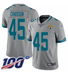 Men's Jacksonville Jaguars #45 K'Lavon Chaisson Silver Stitched NFL Limited Inverted Legend 100th Season Jersey