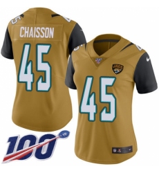 Women's Jacksonville Jaguars #45 K'Lavon Chaisson Gold Stitched NFL Limited Rush 100th Season Jersey Women's Jacksonville Jaguars #45 K'Lavon Chaisson Gold Stitched NFL Limited Rush 100th Season Jersey