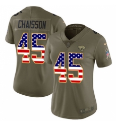 Women's Jacksonville Jaguars #45 K'Lavon Chaisson Olive USA Flag Stitched NFL Limited 2017 Salute To Service Jersey